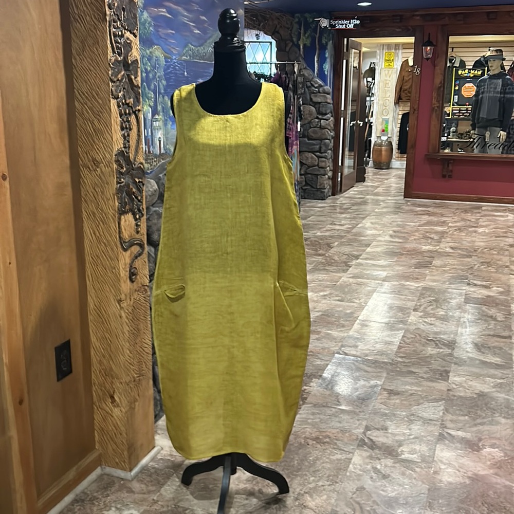 NWT Dolman Mustard 100% Linen Dress S/M